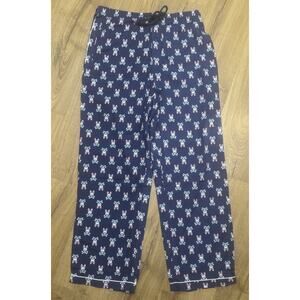 Psycho Bunny Robert Godley Pajamas Full Print Logo Navy Mens Medium Pull-on